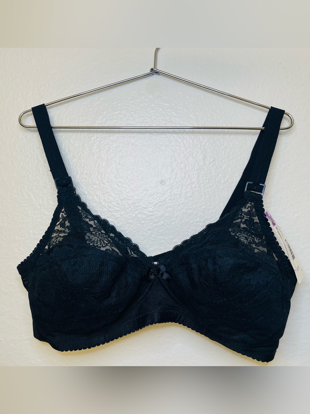 Vintage K-10 NWT Supportive Black‎ Lace Cup Underwire Bra Size 38 C
